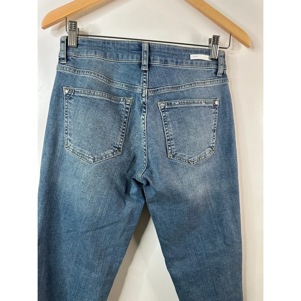 Pilcro Hyphen Pearl Mid-Rise Relaxed Boyfriend Jeans 25 Petite Embellished Crop - Picture 12 of 16